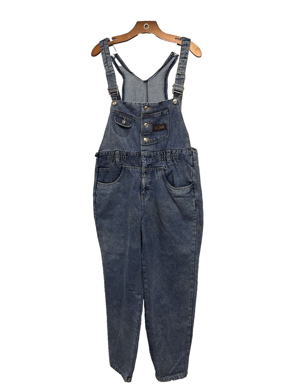 VTG Bugle Overalls Women's M Blue Jean Denim Farmer Y2K 90s Pockets Adj Straps